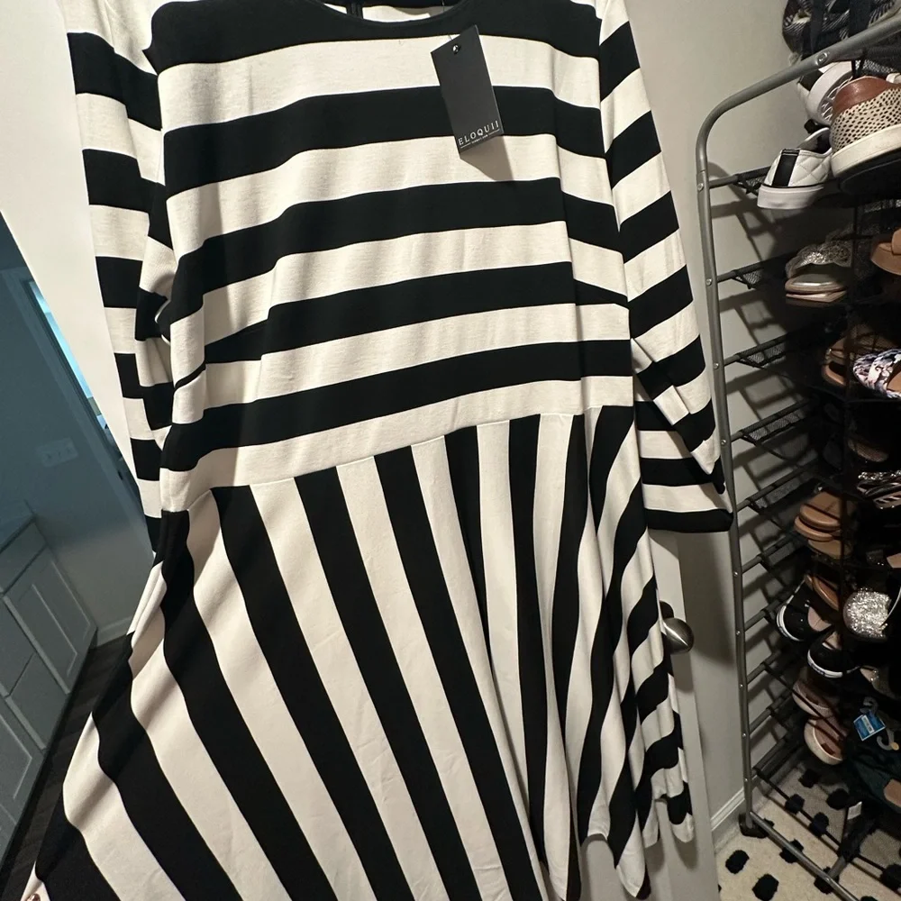 Eloquii Bold Striped Long Sleeve Dress - Picture 3 of 5